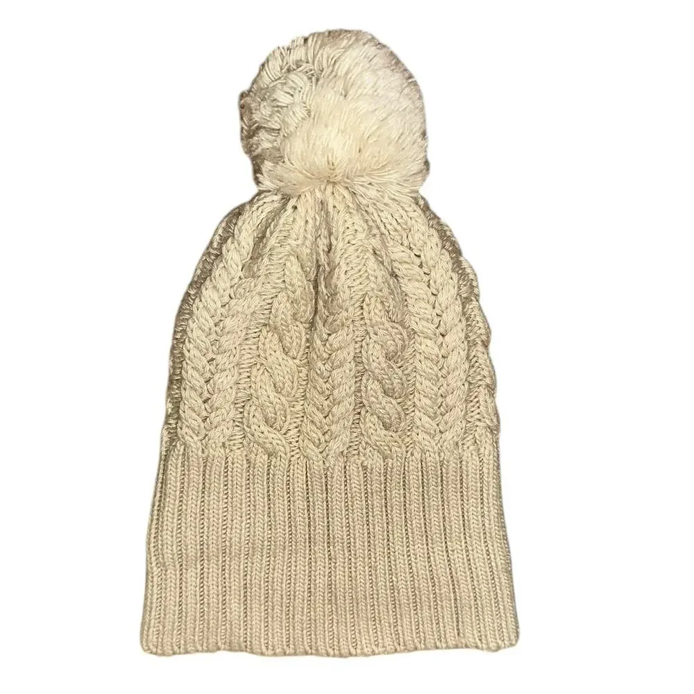 Smartwool‎ Merino Wool Cable Knit Pom Beanie Hat Cream Ivory OS